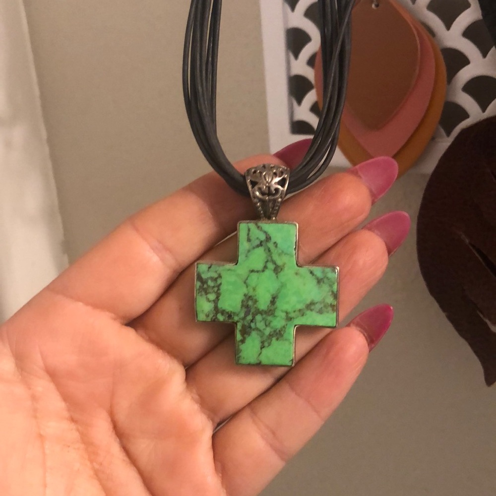 Turquoise cross with sterling silver 925